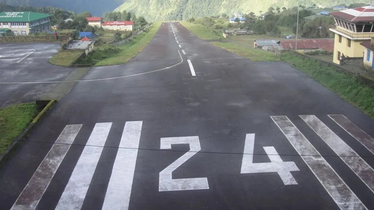 Small aircraft at Lukla airport, the gateway to Everest