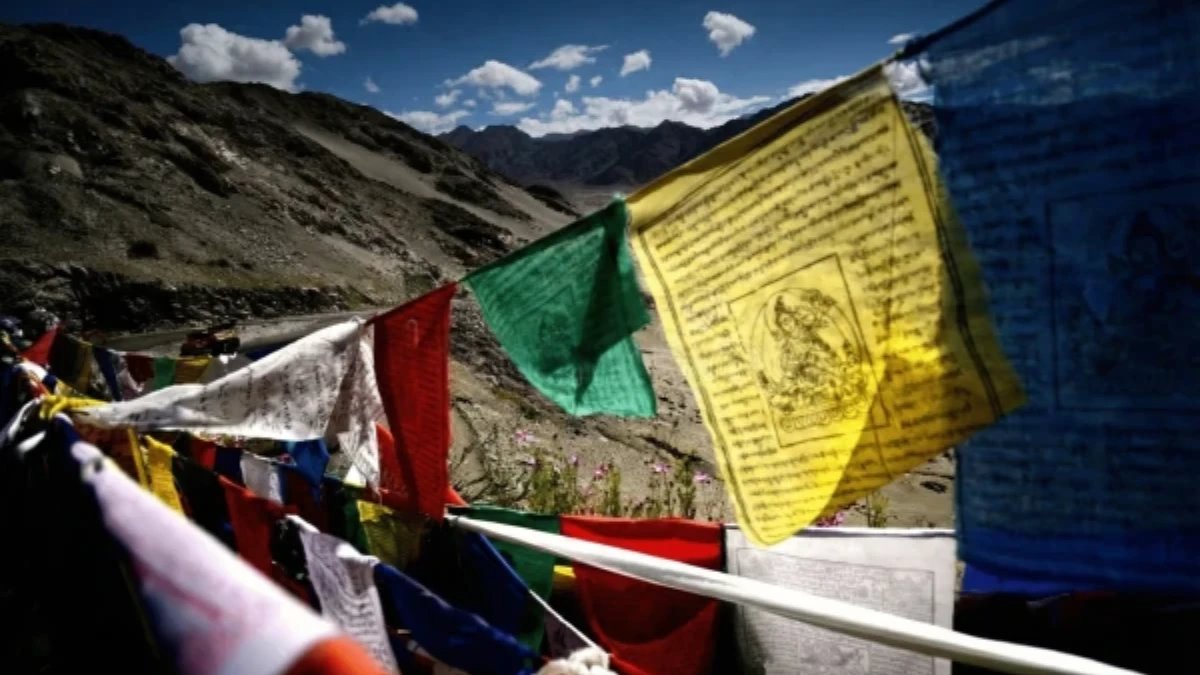 Prayer flags on a Nepal mountain pass in October
